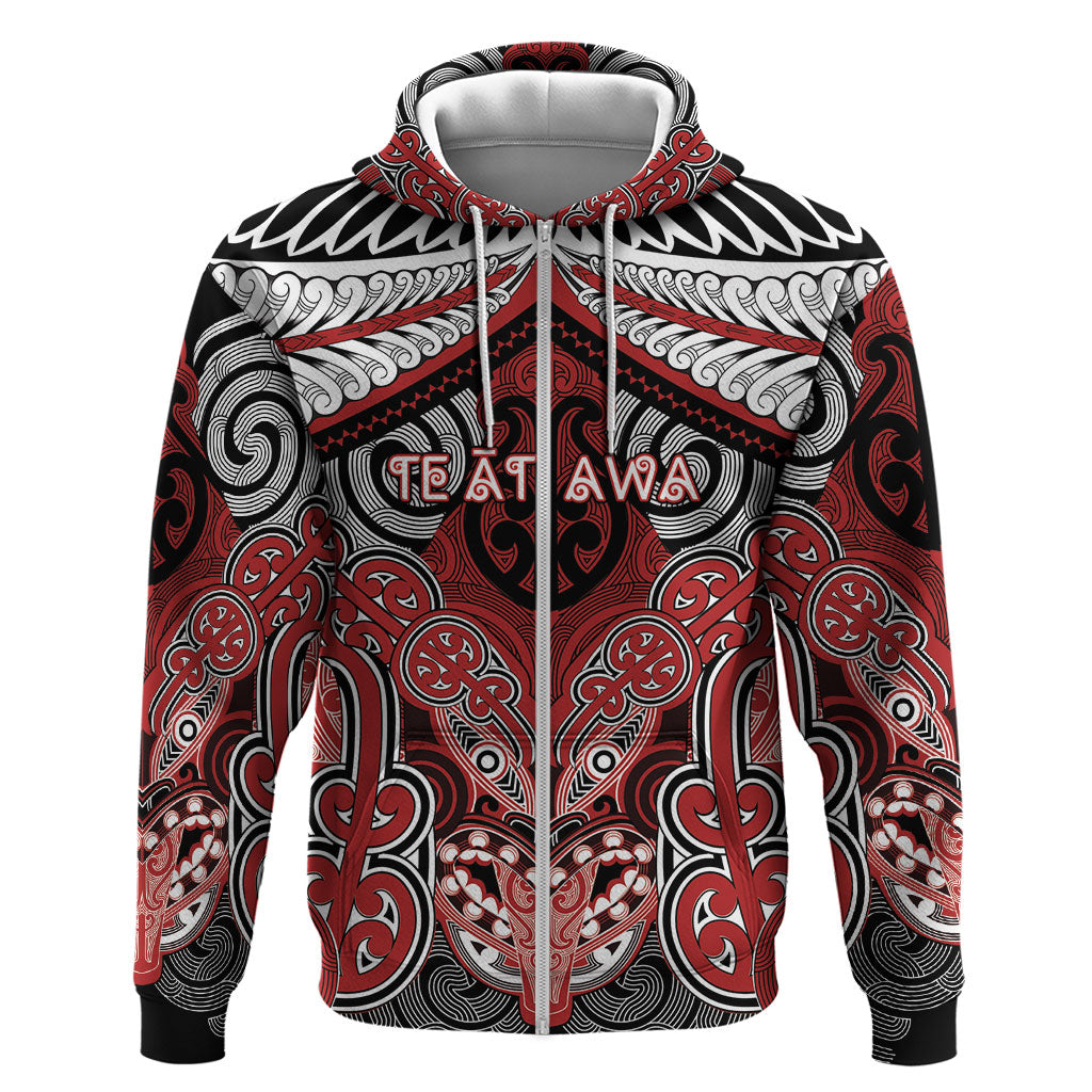Aotearoa Iwi Te Ati Awa Personalised Zip Hoodie Maori Kowhaiwhai Pattern