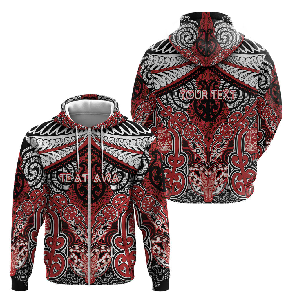 Aotearoa Iwi Te Ati Awa Personalised Zip Hoodie Maori Kowhaiwhai Pattern