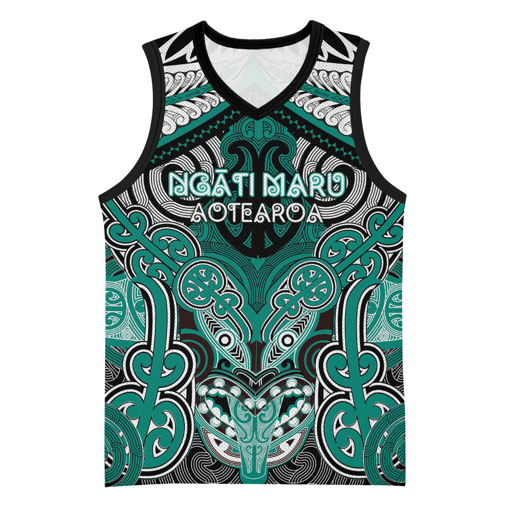 Aotearoa Iwi Ngati Maru Personalised Basketball Jersey Maori Kowhaiwhai Pattern