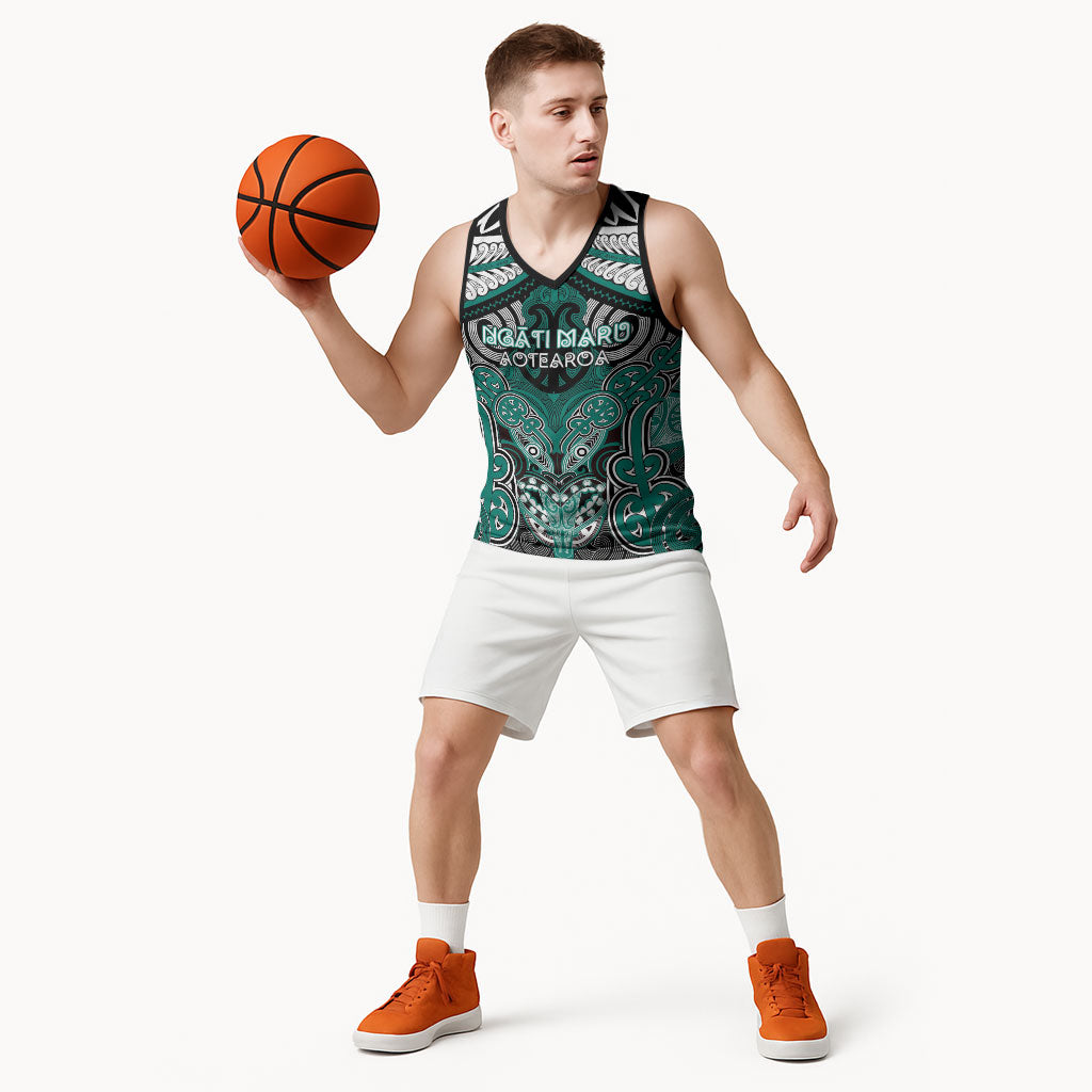 Aotearoa Iwi Ngati Maru Personalised Basketball Jersey Maori Kowhaiwhai Pattern