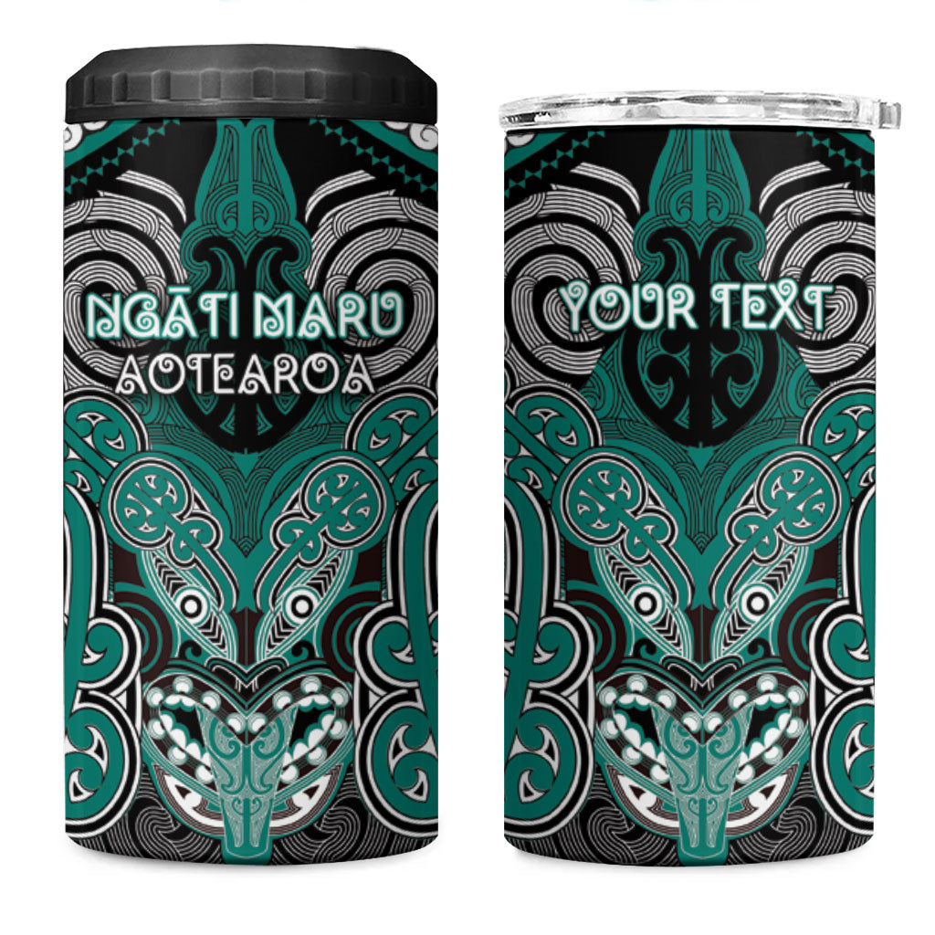Aotearoa Iwi Ngati Maru Personalised 4 in 1 Can Cooler Tumbler Maori Kowhaiwhai Pattern