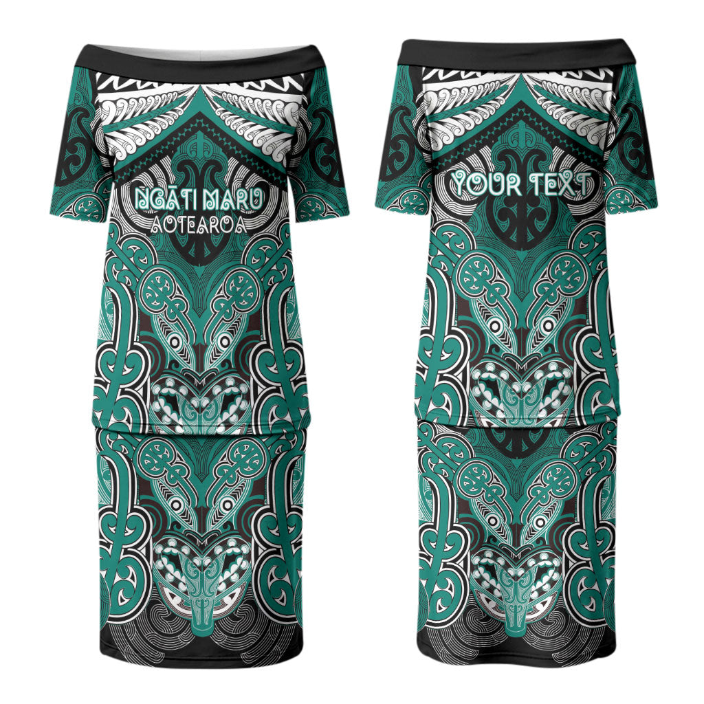 Aotearoa Iwi Ngati Maru Personalised Couples Matching Puletasi and Hawaiian Shirt Maori Kowhaiwhai Pattern