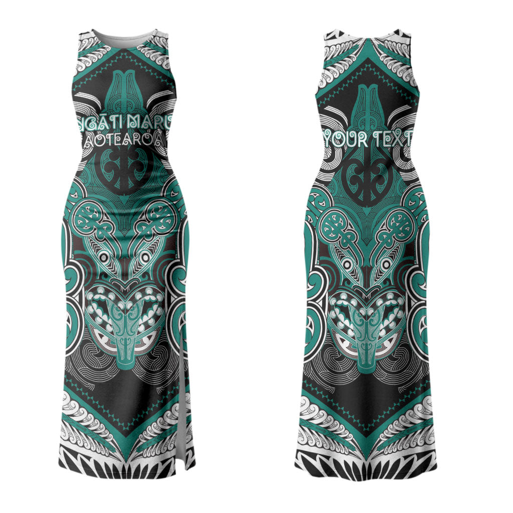 Aotearoa Iwi Ngati Maru Personalised Couples Matching Tank Maxi Dress and Hawaiian Shirt Maori Kowhaiwhai Pattern