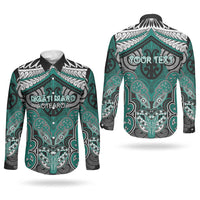 Aotearoa Iwi Ngati Maru Personalised Couples Matching Tank Maxi Dress and Long Sleeve Button Shirt Maori Kowhaiwhai Pattern