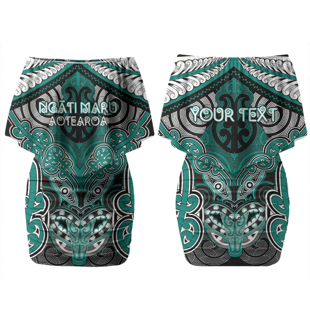Aotearoa Iwi Ngati Maru Personalised Family Matching Off Shoulder Short Dress and Hawaiian Shirt Maori Kowhaiwhai Pattern