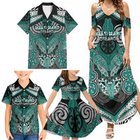 Aotearoa Iwi Ngati Maru Personalised Family Matching Summer Maxi Dress and Hawaiian Shirt Maori Kowhaiwhai Pattern
