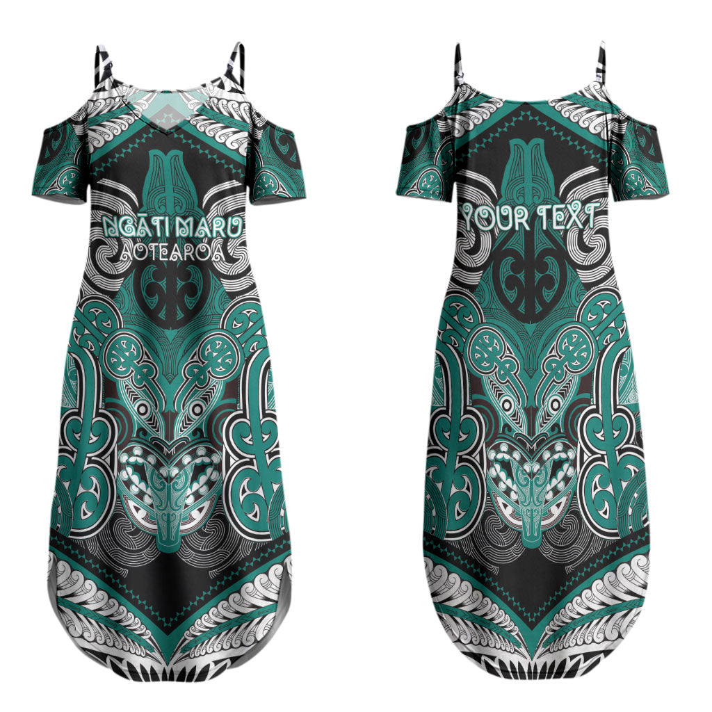 Aotearoa Iwi Ngati Maru Personalised Family Matching Summer Maxi Dress and Hawaiian Shirt Maori Kowhaiwhai Pattern