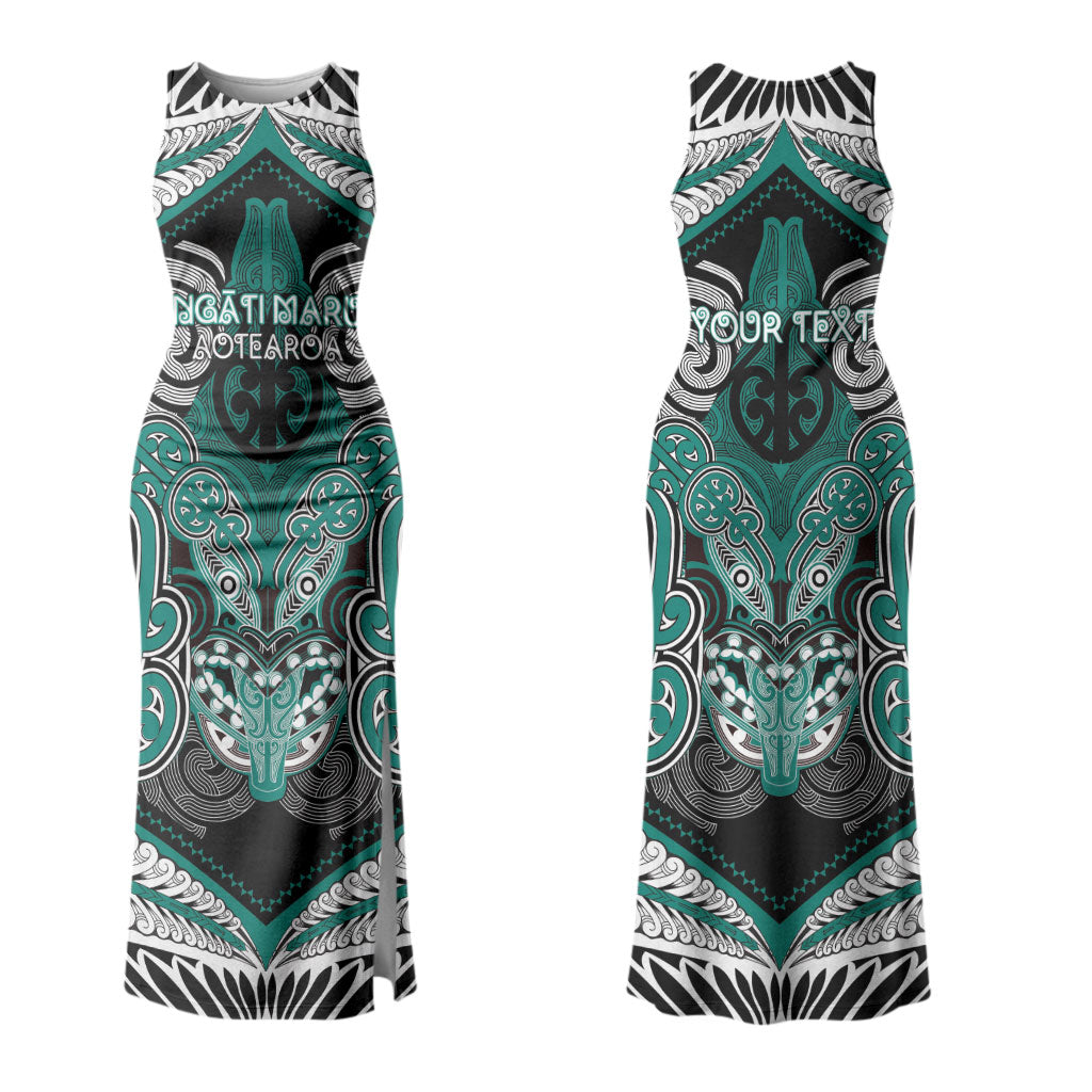 Aotearoa Iwi Ngati Maru Personalised Family Matching Tank Maxi Dress and Hawaiian Shirt Maori Kowhaiwhai Pattern