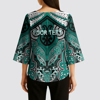 Aotearoa Iwi Ngati Maru Personalised Kimono Sleeve Blouse Maori Kowhaiwhai Pattern