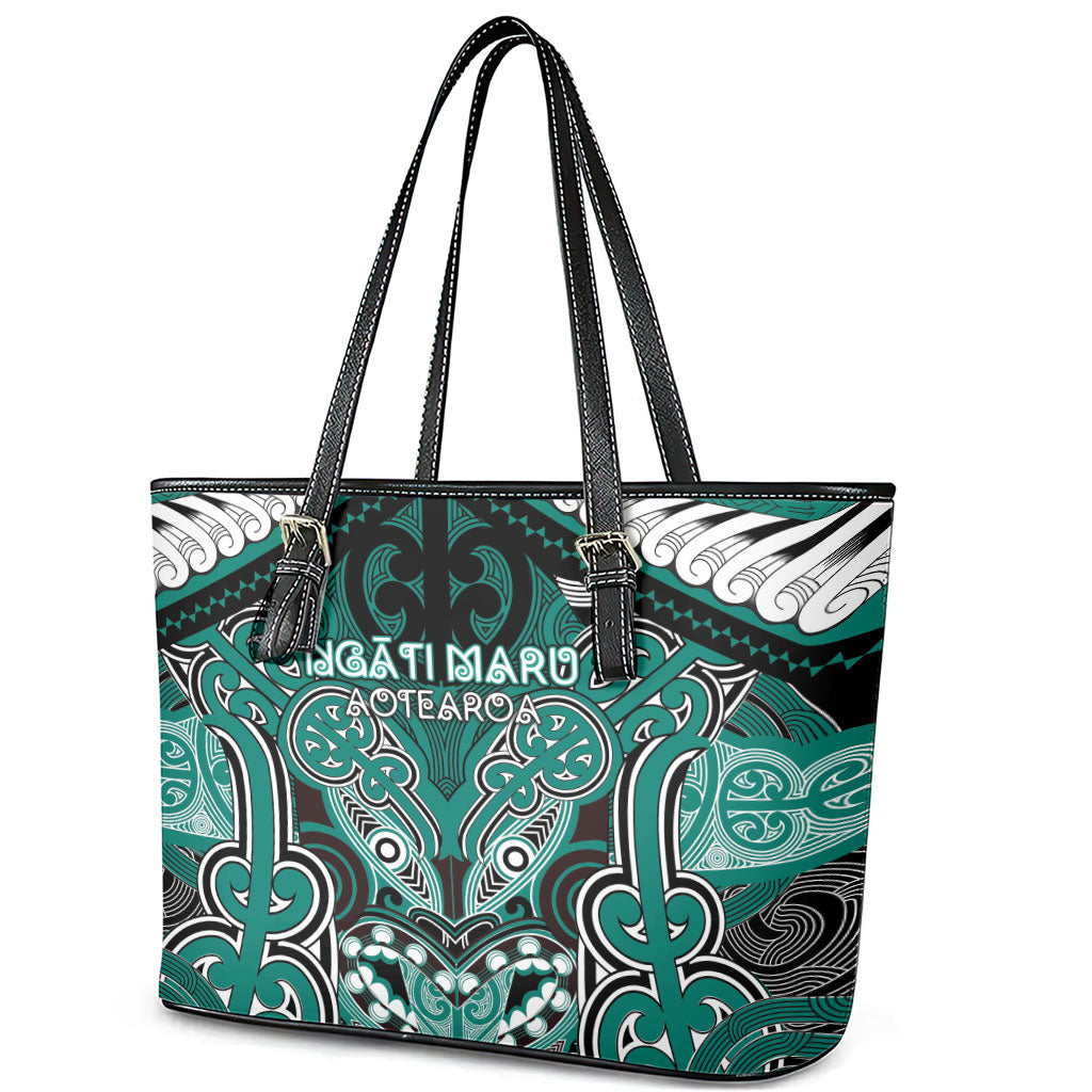 Aotearoa Iwi Ngati Maru Leather Tote Bag Maori Kowhaiwhai Pattern