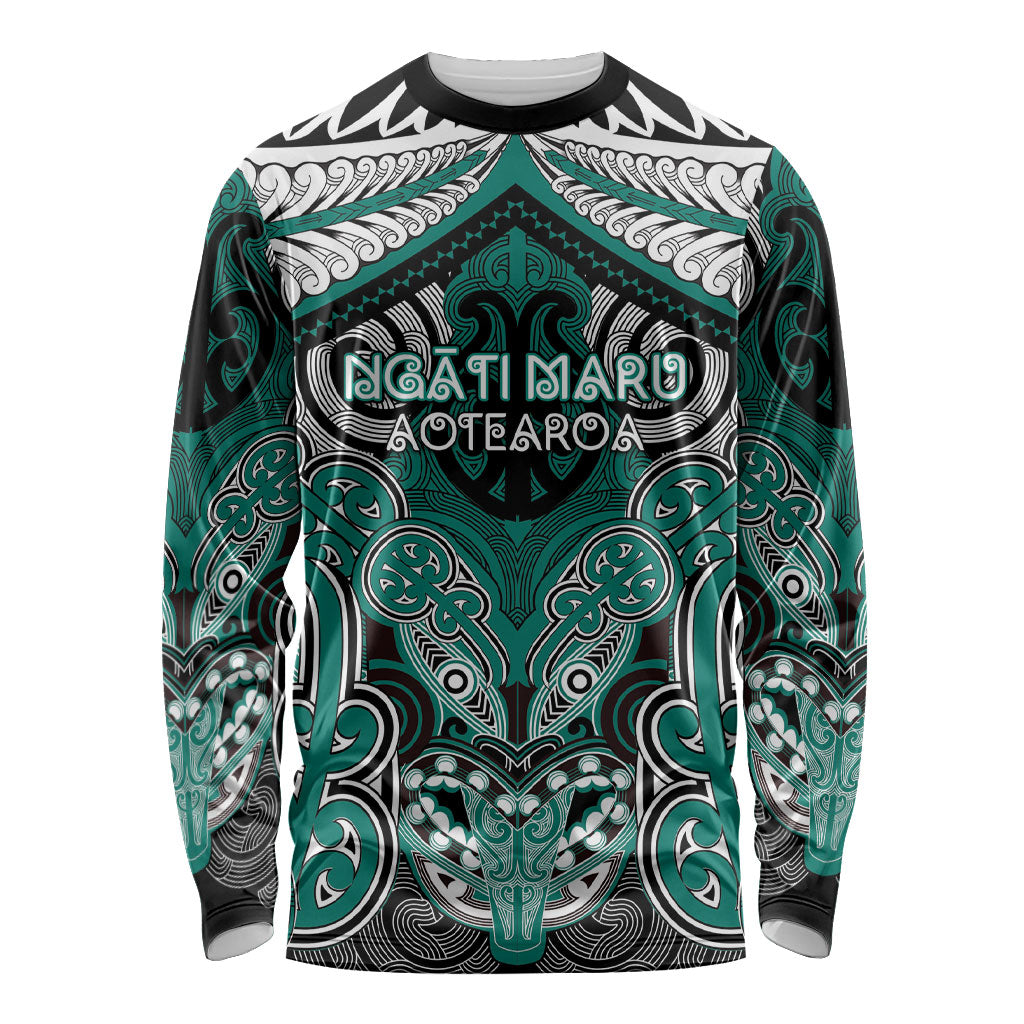Aotearoa Iwi Ngati Maru Personalised Long Sleeve Shirt Maori Kowhaiwhai Pattern