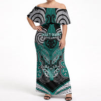 Aotearoa Iwi Ngati Maru Personalised Off Shoulder Maxi Dress Maori Kowhaiwhai Pattern