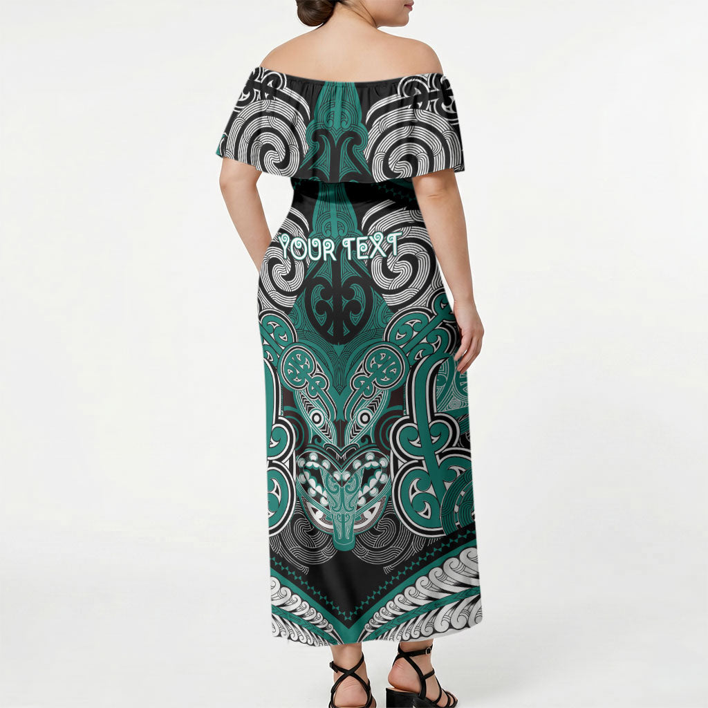Aotearoa Iwi Ngati Maru Personalised Off Shoulder Maxi Dress Maori Kowhaiwhai Pattern