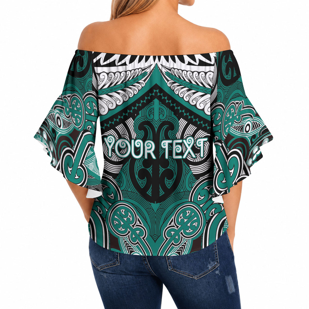 Aotearoa Iwi Ngati Maru Personalised Off Shoulder Wrap Waist Top Maori Kowhaiwhai Pattern