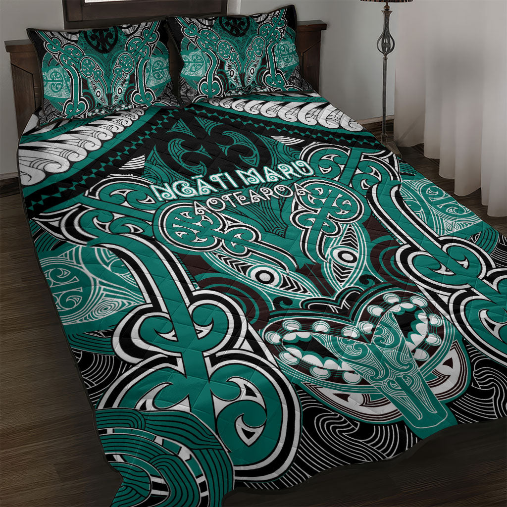 Aotearoa Iwi Ngati Maru Quilt Bed Set Maori Kowhaiwhai Pattern