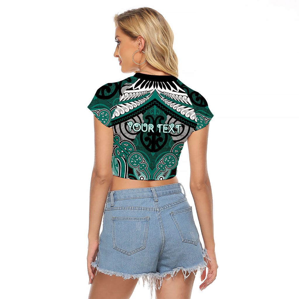 Aotearoa Iwi Ngati Maru Personalised Raglan Cropped T Shirt Maori Kowhaiwhai Pattern