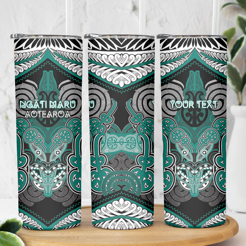 Aotearoa Iwi Ngati Maru Personalised Skinny Tumbler Maori Kowhaiwhai Pattern