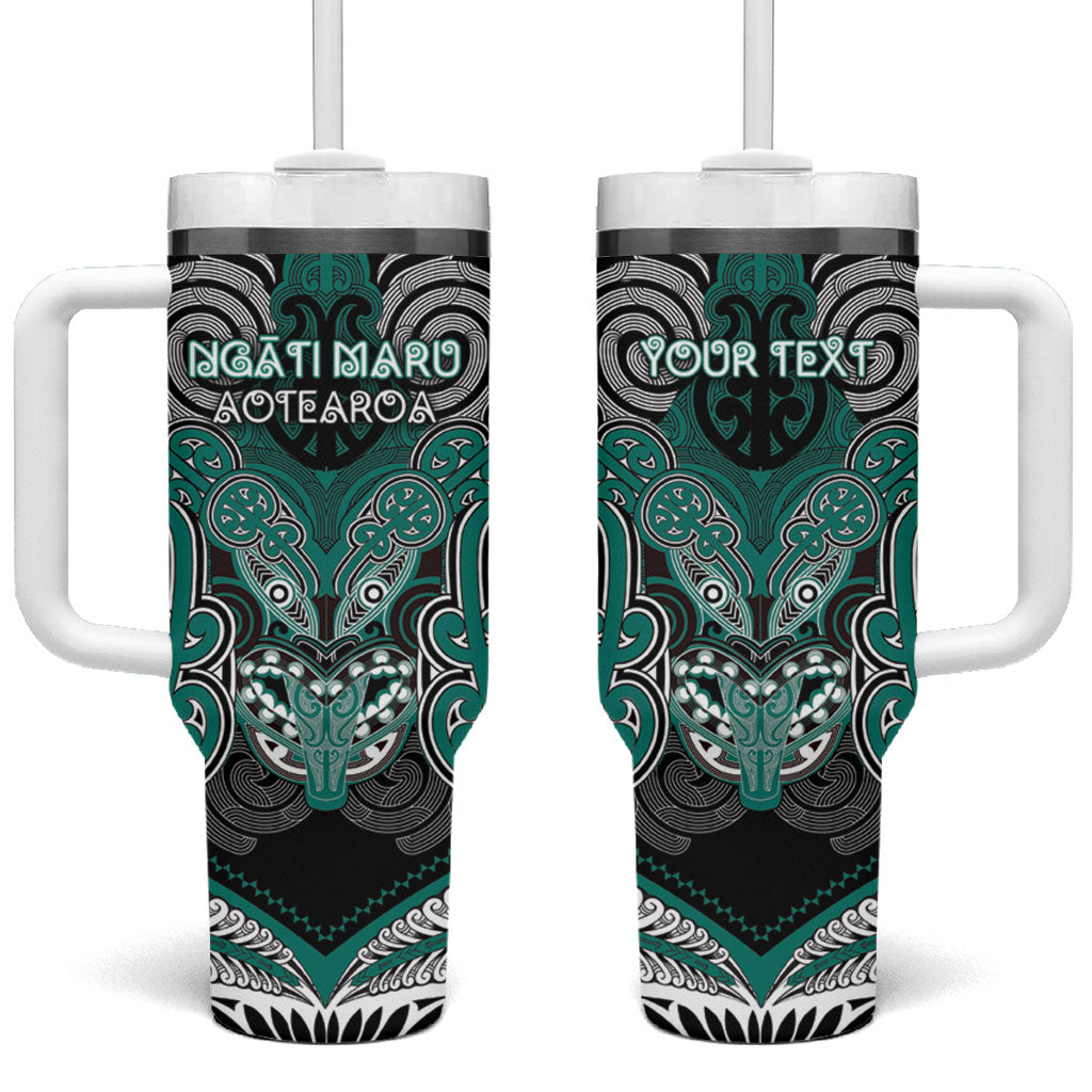 Aotearoa Iwi Ngati Maru Personalised Tumbler With Handle Maori Kowhaiwhai Pattern