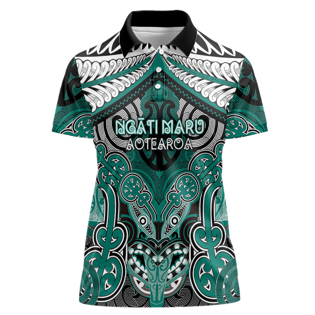 Aotearoa Iwi Ngati Maru Personalised Women Polo Shirt Maori Kowhaiwhai Pattern
