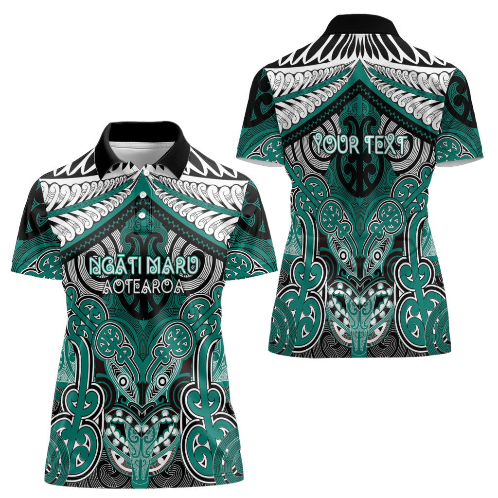 Aotearoa Iwi Ngati Maru Personalised Women Polo Shirt Maori Kowhaiwhai Pattern