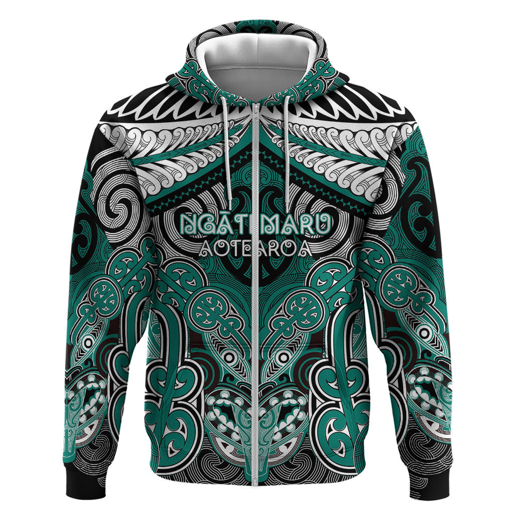 Aotearoa Iwi Ngati Maru Personalised Zip Hoodie Maori Kowhaiwhai Pattern