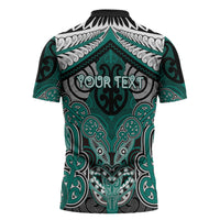 Aotearoa Iwi Ngati Maru Personalised Zipper Polo Shirt Maori Kowhaiwhai Pattern