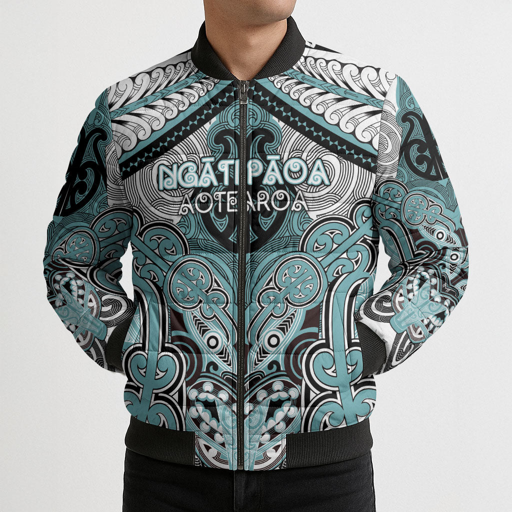 Aotearoa Iwi Ngati Paoa Personalised Bomber Puffer Jacket Maori Kowhaiwhai Pattern