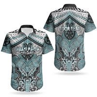 Aotearoa Iwi Ngati Paoa Personalised Couples Matching Off The Shoulder Long Sleeve Dress and Hawaiian Shirt Maori Kowhaiwhai Pattern