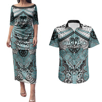 Aotearoa Iwi Ngati Paoa Personalised Couples Matching Puletasi and Hawaiian Shirt Maori Kowhaiwhai Pattern