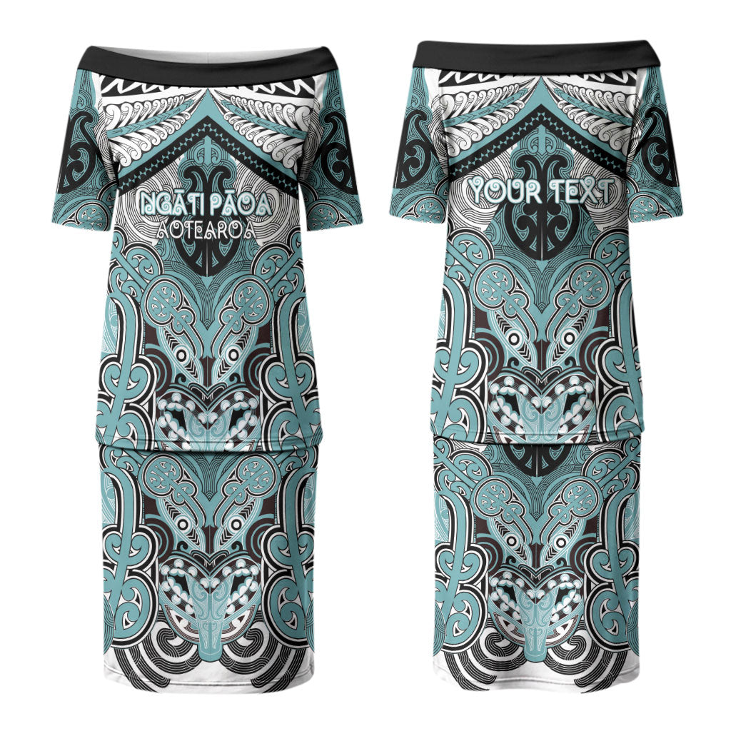 Aotearoa Iwi Ngati Paoa Personalised Family Matching Puletasi and Hawaiian Shirt Maori Kowhaiwhai Pattern
