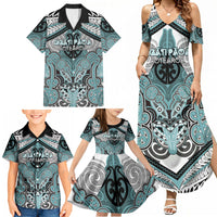 Aotearoa Iwi Ngati Paoa Personalised Family Matching Summer Maxi Dress and Hawaiian Shirt Maori Kowhaiwhai Pattern
