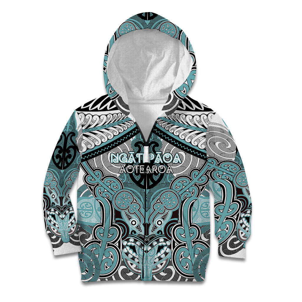 Aotearoa Iwi Ngati Paoa Personalised Kid Hoodie Maori Kowhaiwhai Pattern