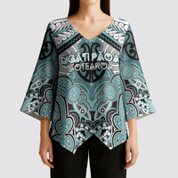 Aotearoa Iwi Ngati Paoa Personalised Kimono Sleeve Blouse Maori Kowhaiwhai Pattern