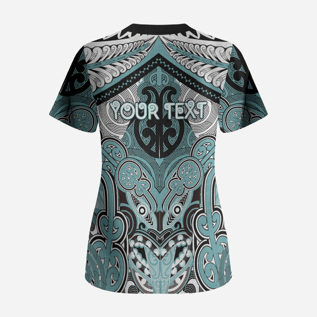 Aotearoa Iwi Ngati Paoa Personalised Scrub Top Maori Kowhaiwhai Pattern