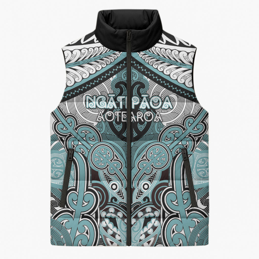 Aotearoa Iwi Ngati Paoa Personalised Sleeveless Puffer Jacket Maori Kowhaiwhai Pattern