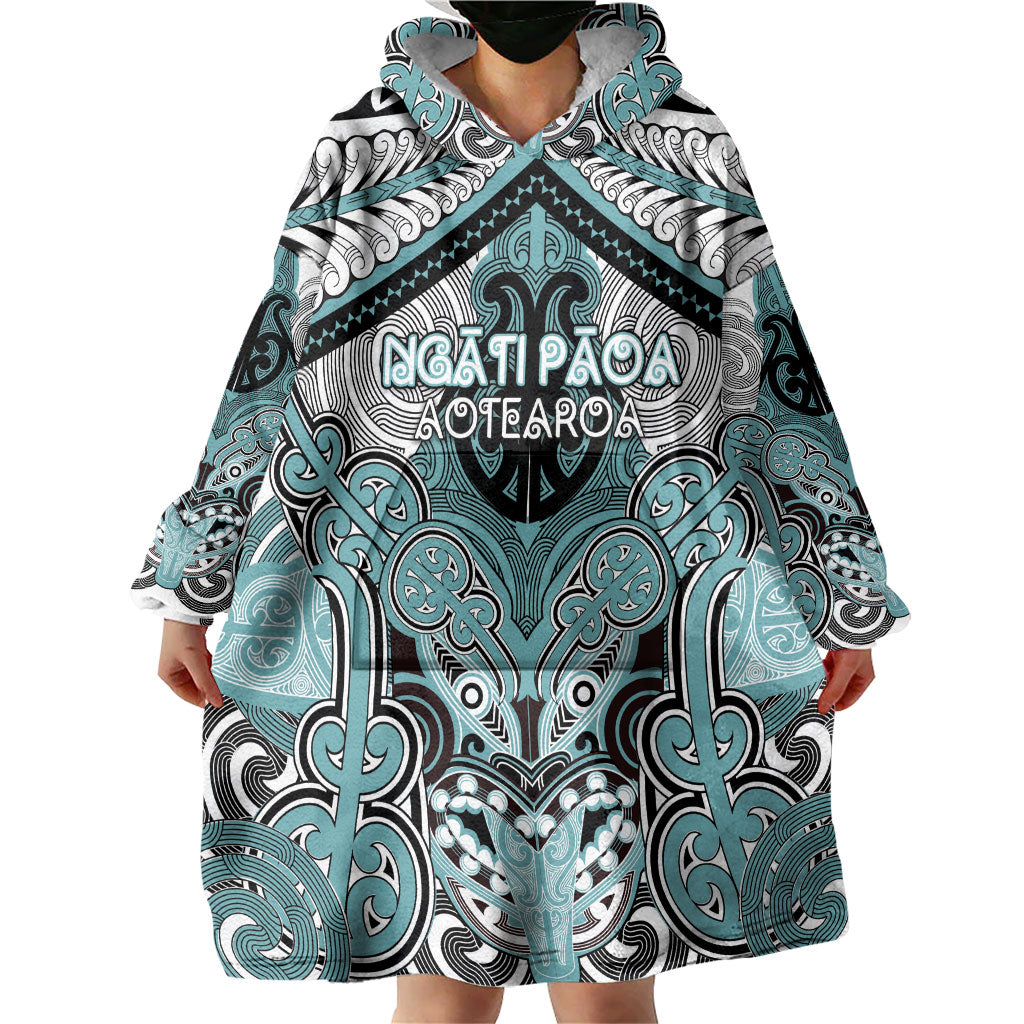Aotearoa Iwi Ngati Paoa Personalised Wearable Blanket Hoodie Maori Kowhaiwhai Pattern