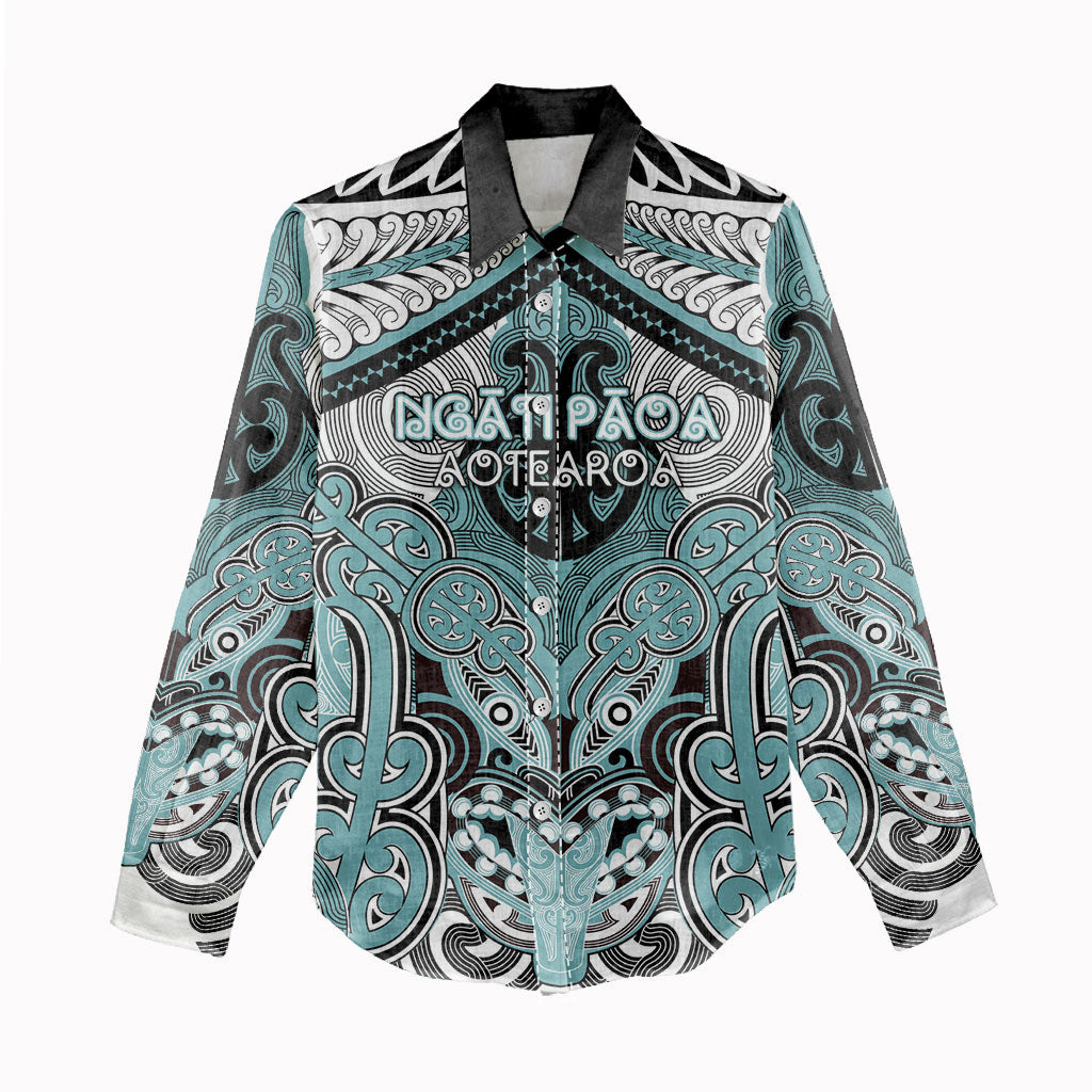 Aotearoa Iwi Ngati Paoa Personalised Women Casual Shirt Maori Kowhaiwhai Pattern