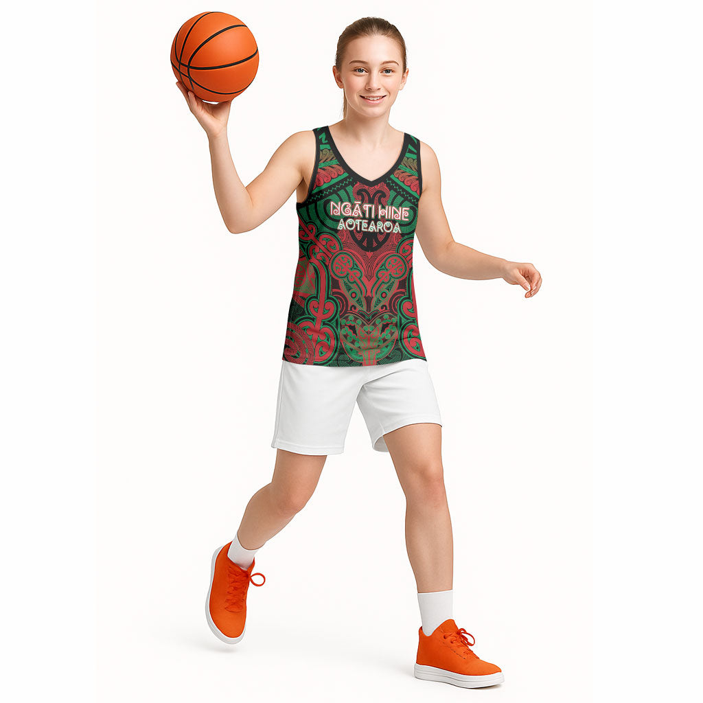 Aotearoa Iwi Ngati Hine Personalised Basketball Jersey Maori Kowhaiwhai Pattern