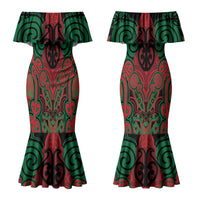 Aotearoa Iwi Ngati Hine Personalised Couples Matching Mermaid Dress and Hawaiian Shirt Maori Kowhaiwhai Pattern