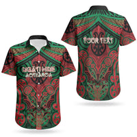 Aotearoa Iwi Ngati Hine Personalised Couples Matching Off The Shoulder Long Sleeve Dress and Hawaiian Shirt Maori Kowhaiwhai Pattern