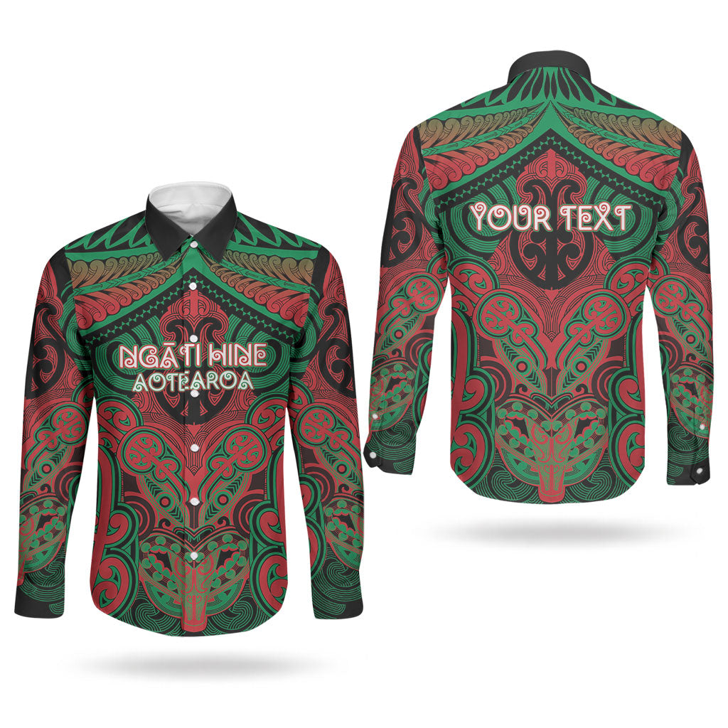 Aotearoa Iwi Ngati Hine Personalised Couples Matching Summer Maxi Dress and Long Sleeve Button Shirt Maori Kowhaiwhai Pattern