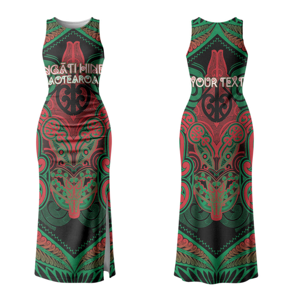 Aotearoa Iwi Ngati Hine Personalised Couples Matching Tank Maxi Dress and Hawaiian Shirt Maori Kowhaiwhai Pattern