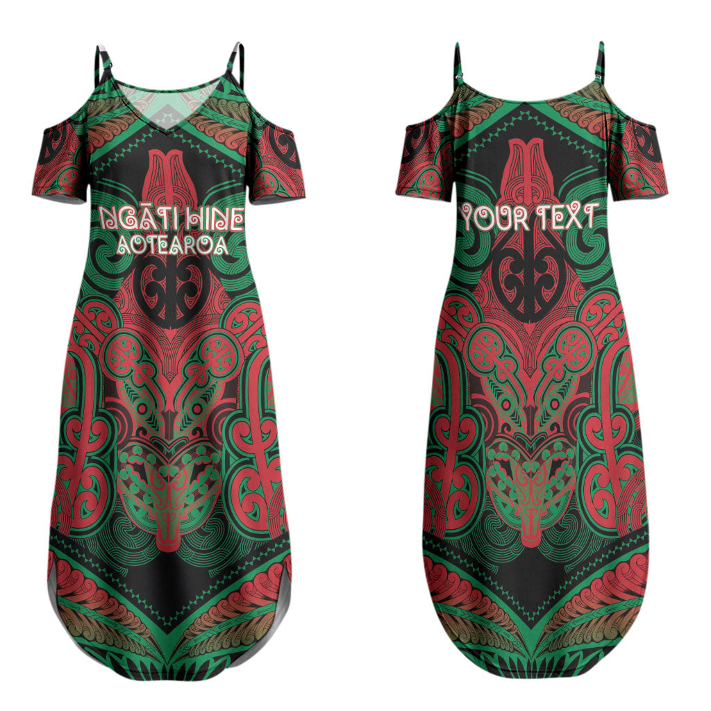 Aotearoa Iwi Ngati Hine Personalised Family Matching Summer Maxi Dress and Hawaiian Shirt Maori Kowhaiwhai Pattern