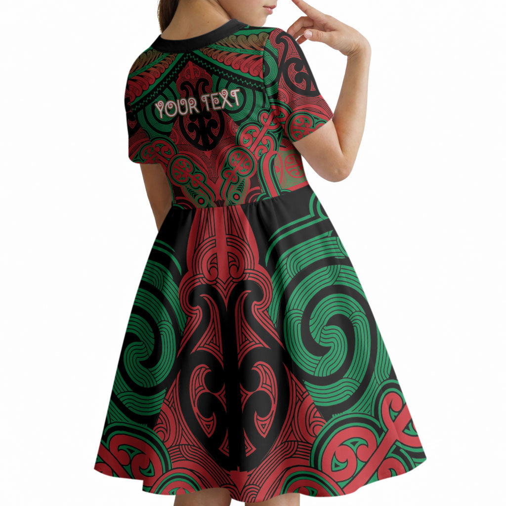 Aotearoa Iwi Ngati Hine Personalised Kid Short Sleeve Dress Maori Kowhaiwhai Pattern