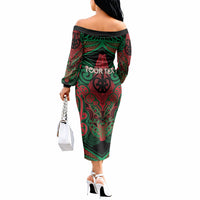 Aotearoa Iwi Ngati Hine Personalised Off The Shoulder Long Sleeve Dress Maori Kowhaiwhai Pattern