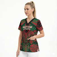 Aotearoa Iwi Ngati Hine Personalised Scrub Top Maori Kowhaiwhai Pattern