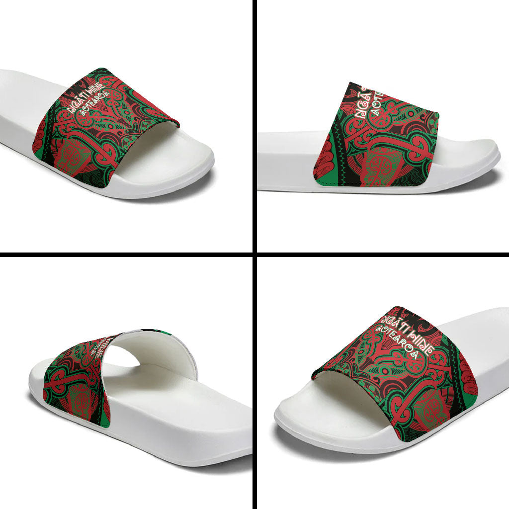 Aotearoa Iwi Ngati Hine Slide Sandals Maori Kowhaiwhai Pattern