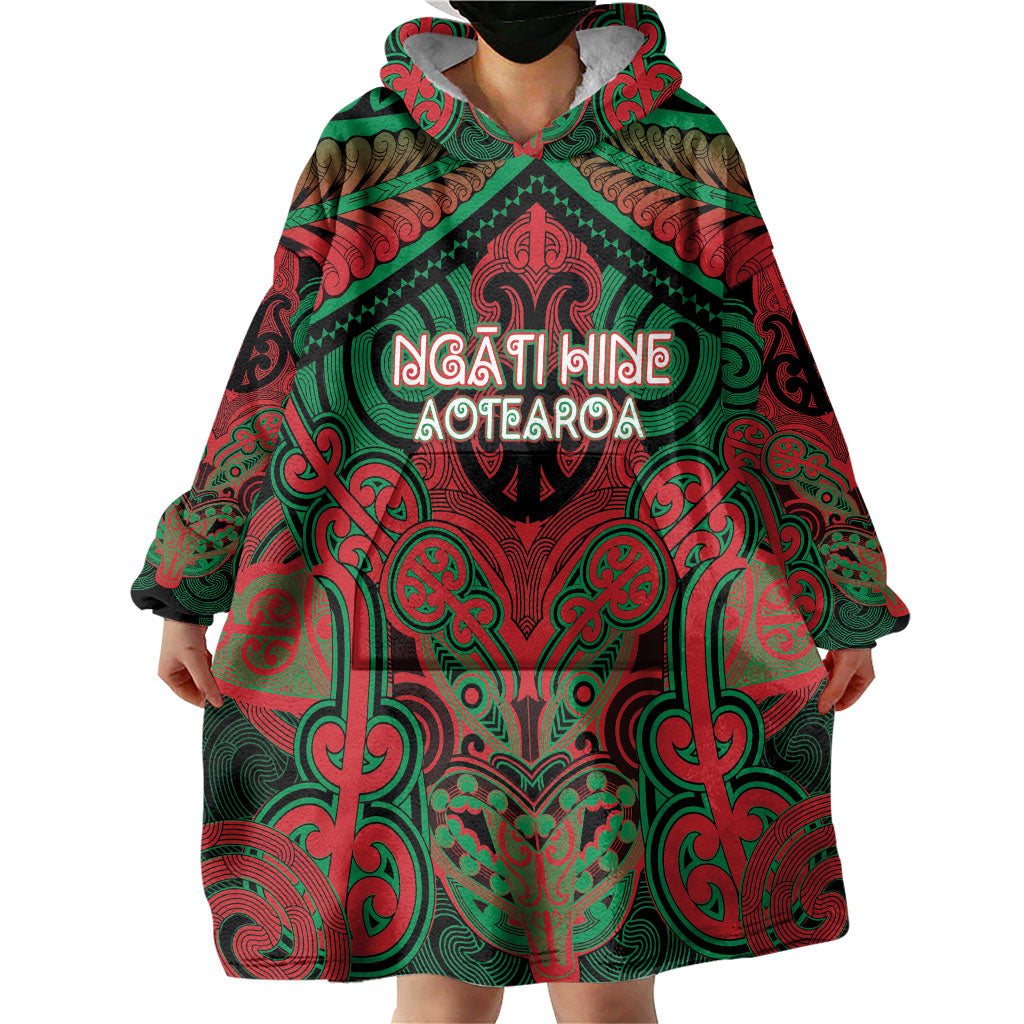 Aotearoa Iwi Ngati Hine Personalised Wearable Blanket Hoodie Maori Kowhaiwhai Pattern