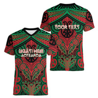 Aotearoa Iwi Ngati Hine Personalised Women V-Neck T-Shirt Maori Kowhaiwhai Pattern