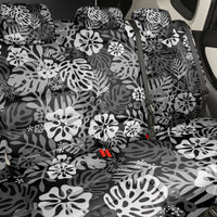 Black Aloha Hawaiian Back Car Seat Cover Monstera Hibiscus Tropical Pattern